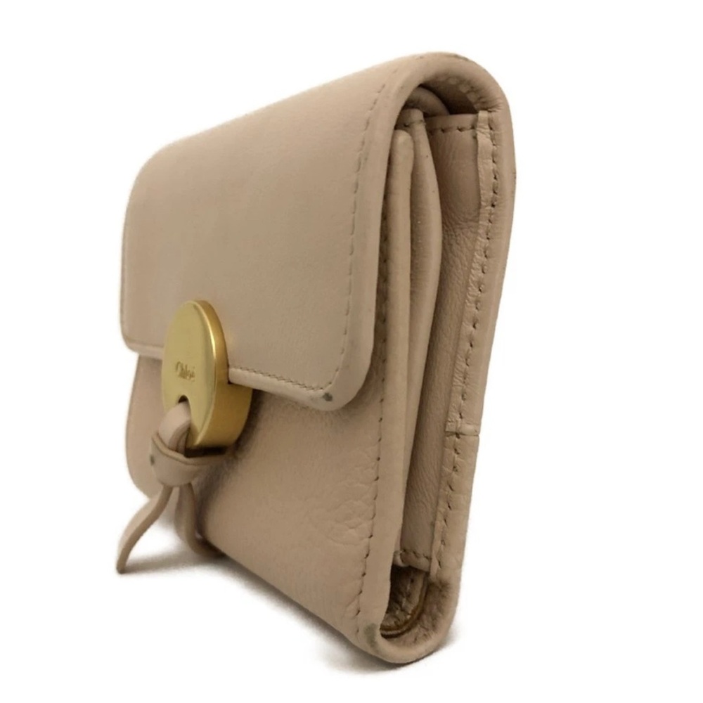 Chloé Leather Wallet Chloe Indy Leather Trifold Wallet Purse Pink authentic - Picture 4 of 16